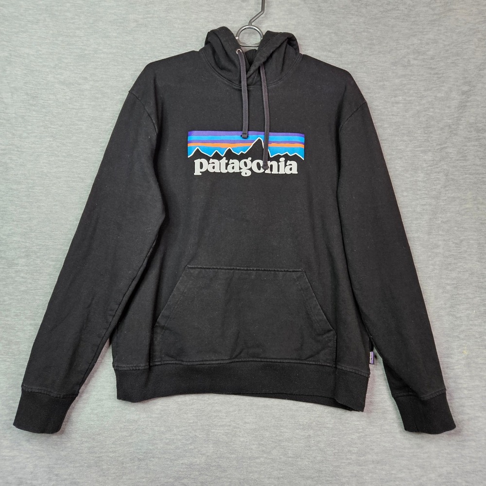 Patagonia Unisex Adult Uprisal Hoody Black P-6 Logo Pullover Sweatshirt Sz L